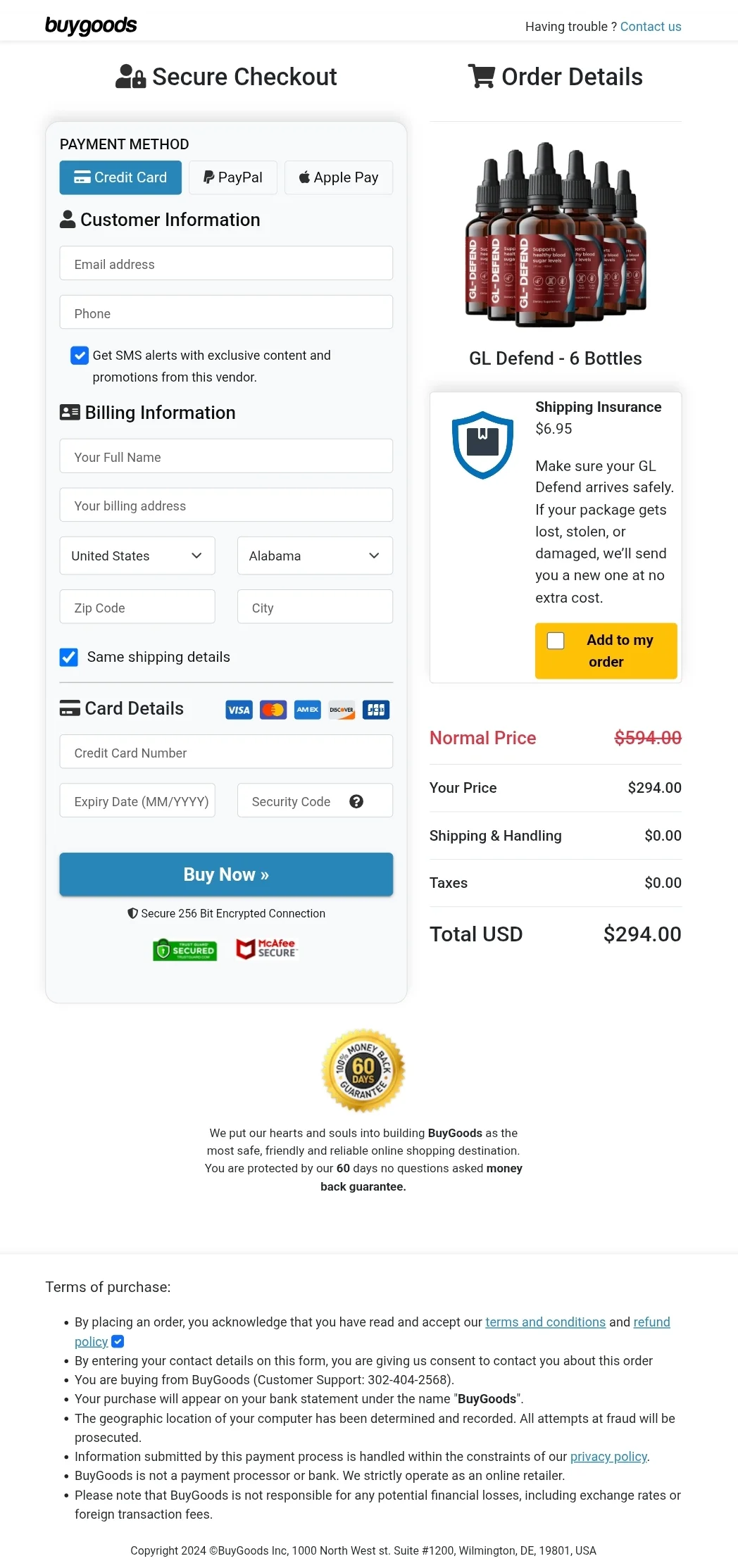 GL-Defend order form